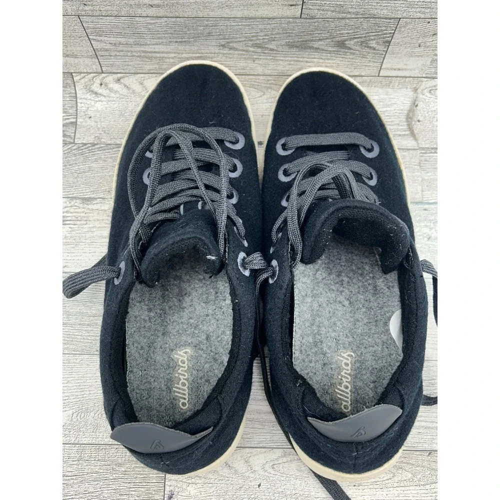 Allbirds Wool Pipers Women Sz 9 Black Merino Wool Low Top Sneakers Cream Sole